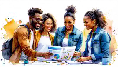 Newsletter signup illustration featuring community leaders collaborating on nonprofit projects